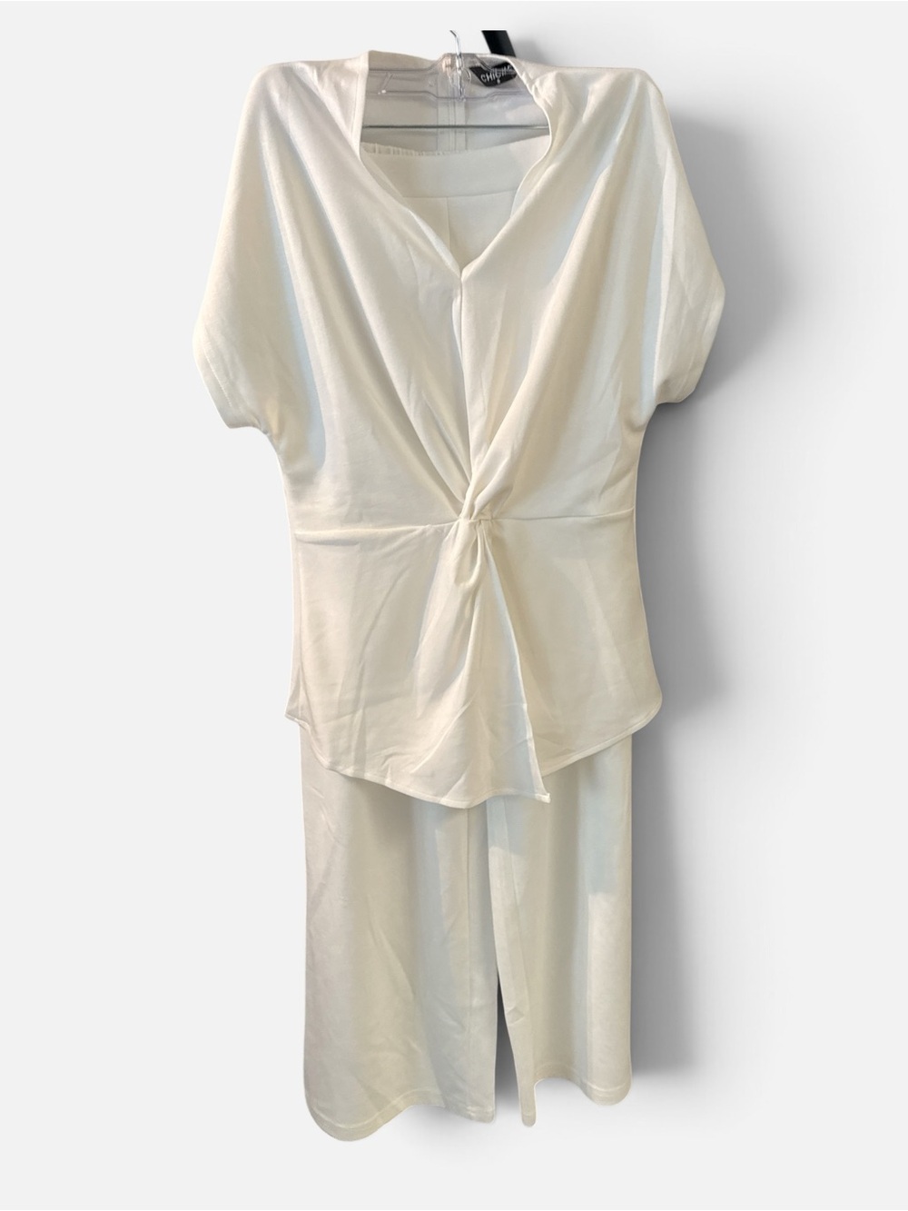 CHICME White Two Piece Wide Leg Pants Set Size Small new w/out tag